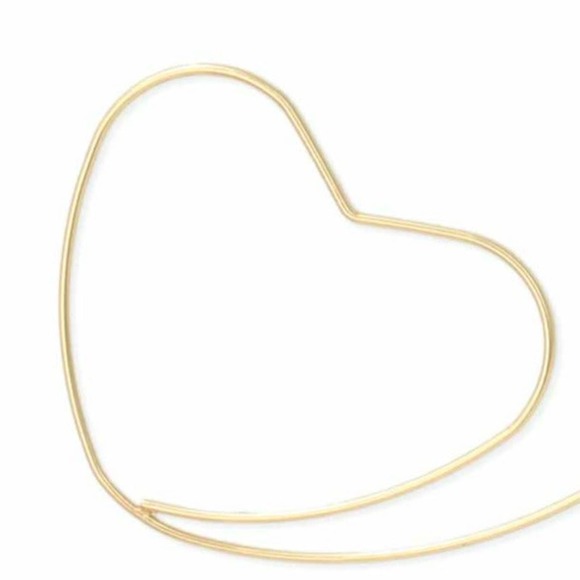 Simple & Sweet Gold Endless Wire Heart Outline Hoop - Picture 2 of 2